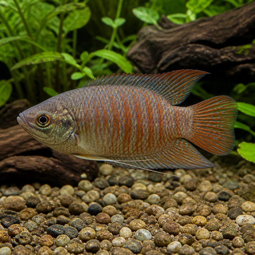 Red-Backed Paradise Fish - Macropodus Erythropterus - Labyrinth Fish — Labyrinth Fish &amp; Gouramis for sale UK — AI natural aquarium view