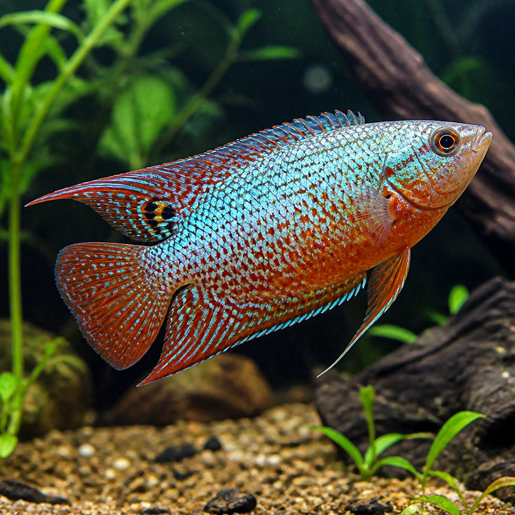X Paradise Fish - Paradise Gourami - Macropodus Opercularis - Labyrinth Fish — tropical fish for sale UK — AI natural aquarium view