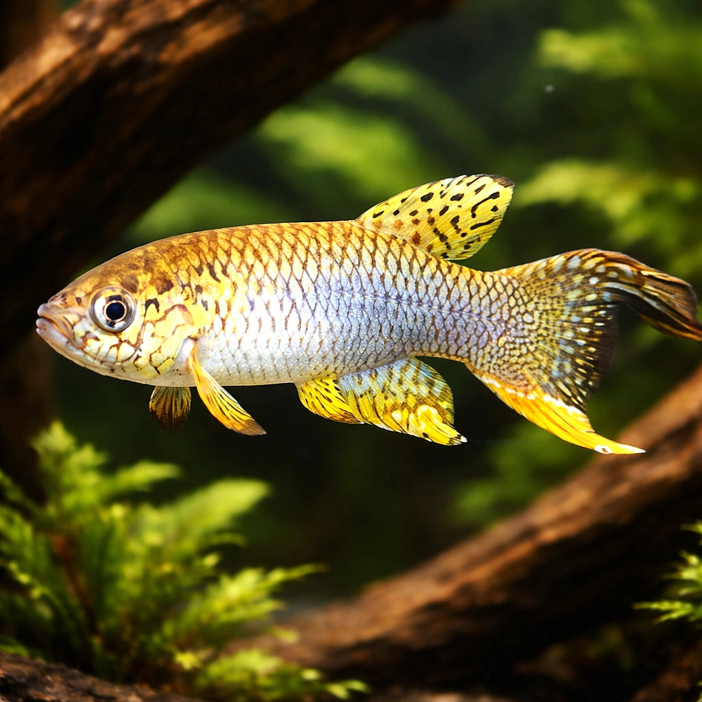 Magdalena Spot-Finned Killie — tropical fish for sale UK — AI hero driftwood view