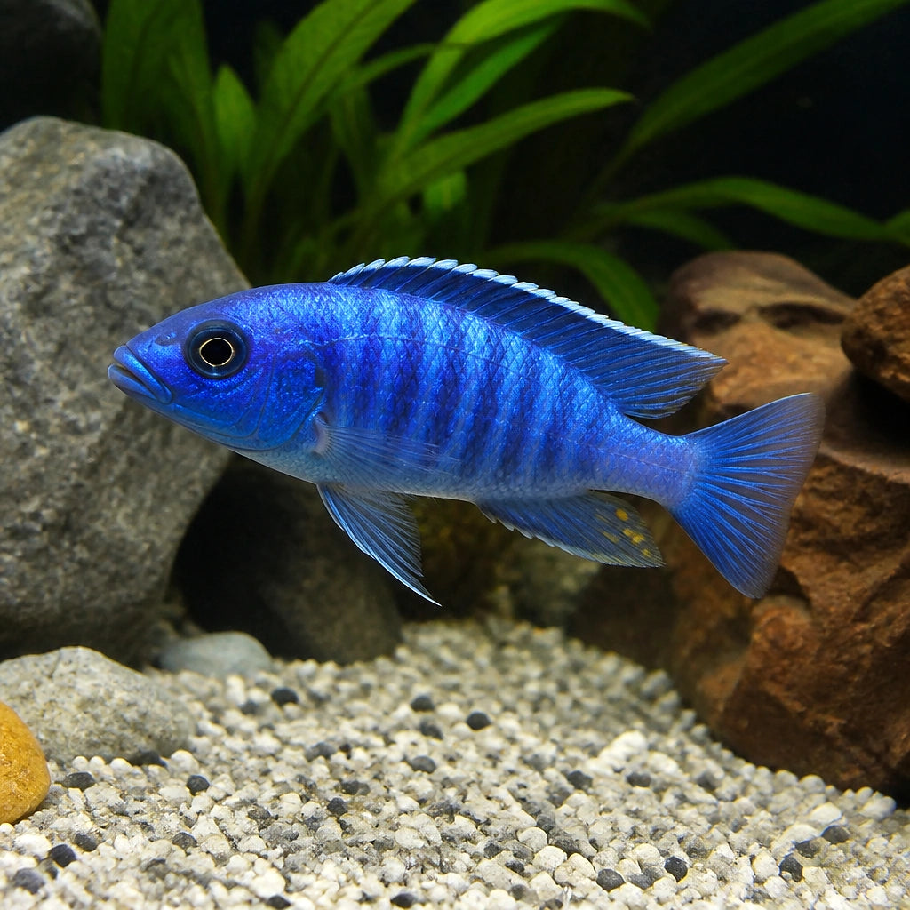 Malawi cichlid mix selection — tropical fish for sale UK — AI natural aquarium view