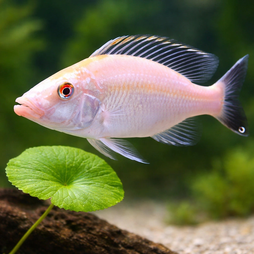 Malawi Eye-Biter gold — tropical fish for sale UK — AI scale plant view