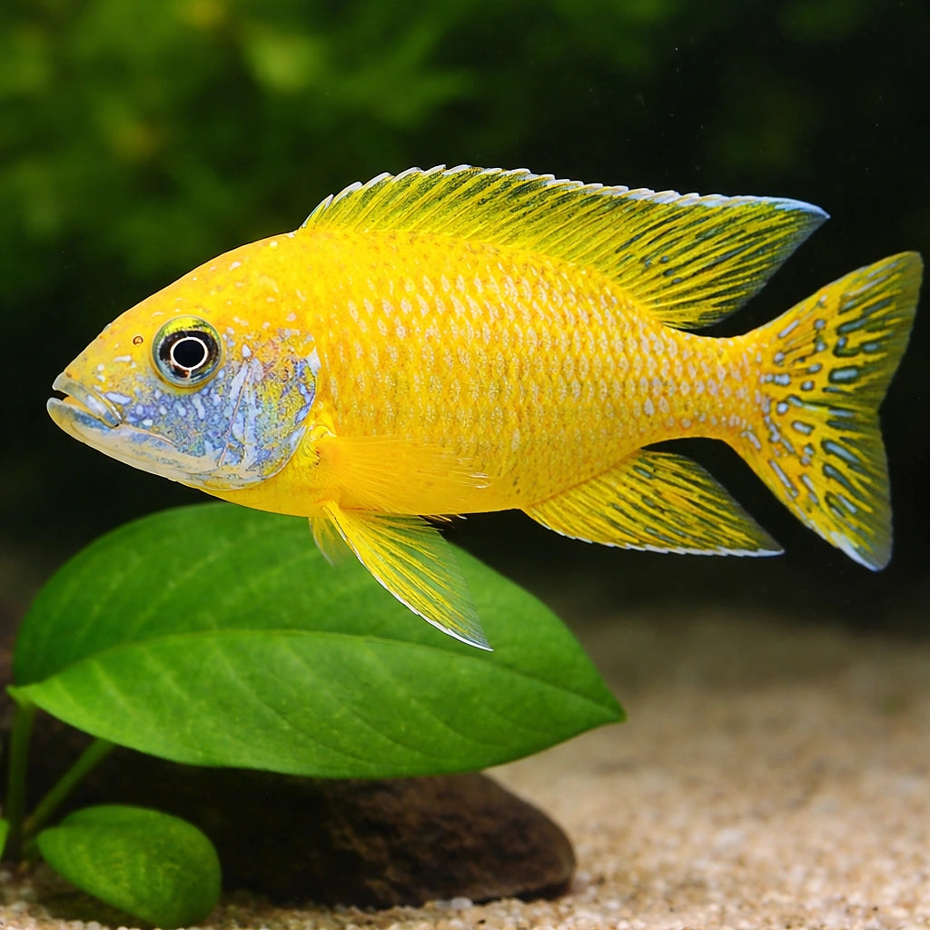 Maleri Peacock Cichlid — tropical fish for sale UK — AI scale plant view