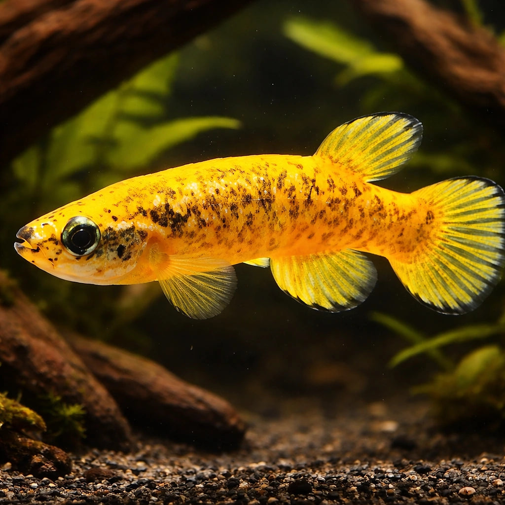 Marbled Rivulus — tropical fish for sale UK — AI hero driftwood view