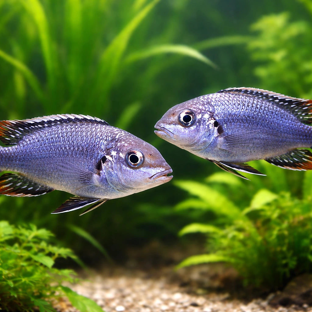 Melanochromis dialeptos 4 - — tropical fish for sale UK — AI pair planted view