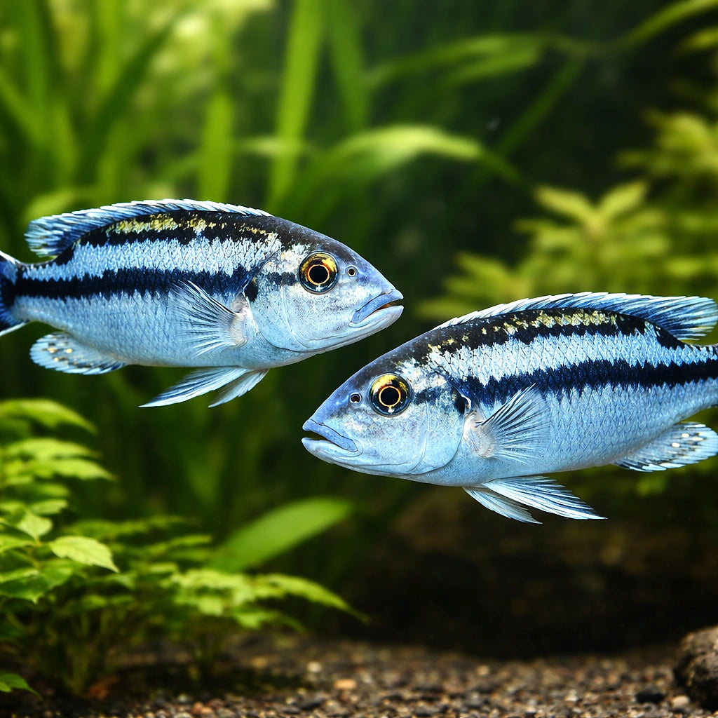 Melanochromis lepidofage 4 - — tropical fish for sale UK — AI pair planted view