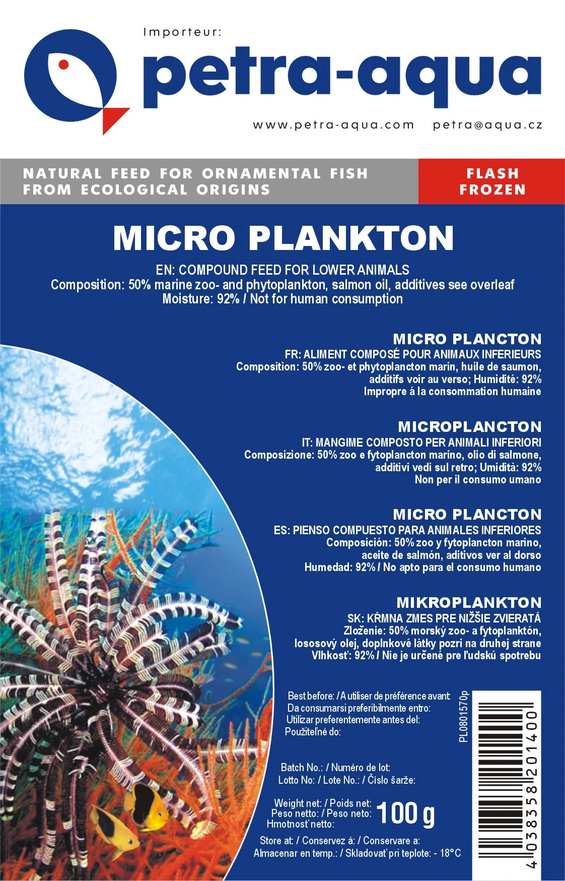 Petra Microplankton frozen fish food blister pack 6 x 100g
