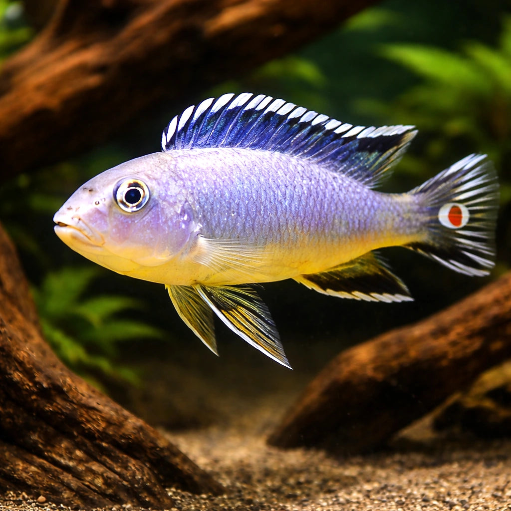 Mikrochromis zebroides 4 - — tropical fish for sale UK — AI hero driftwood view