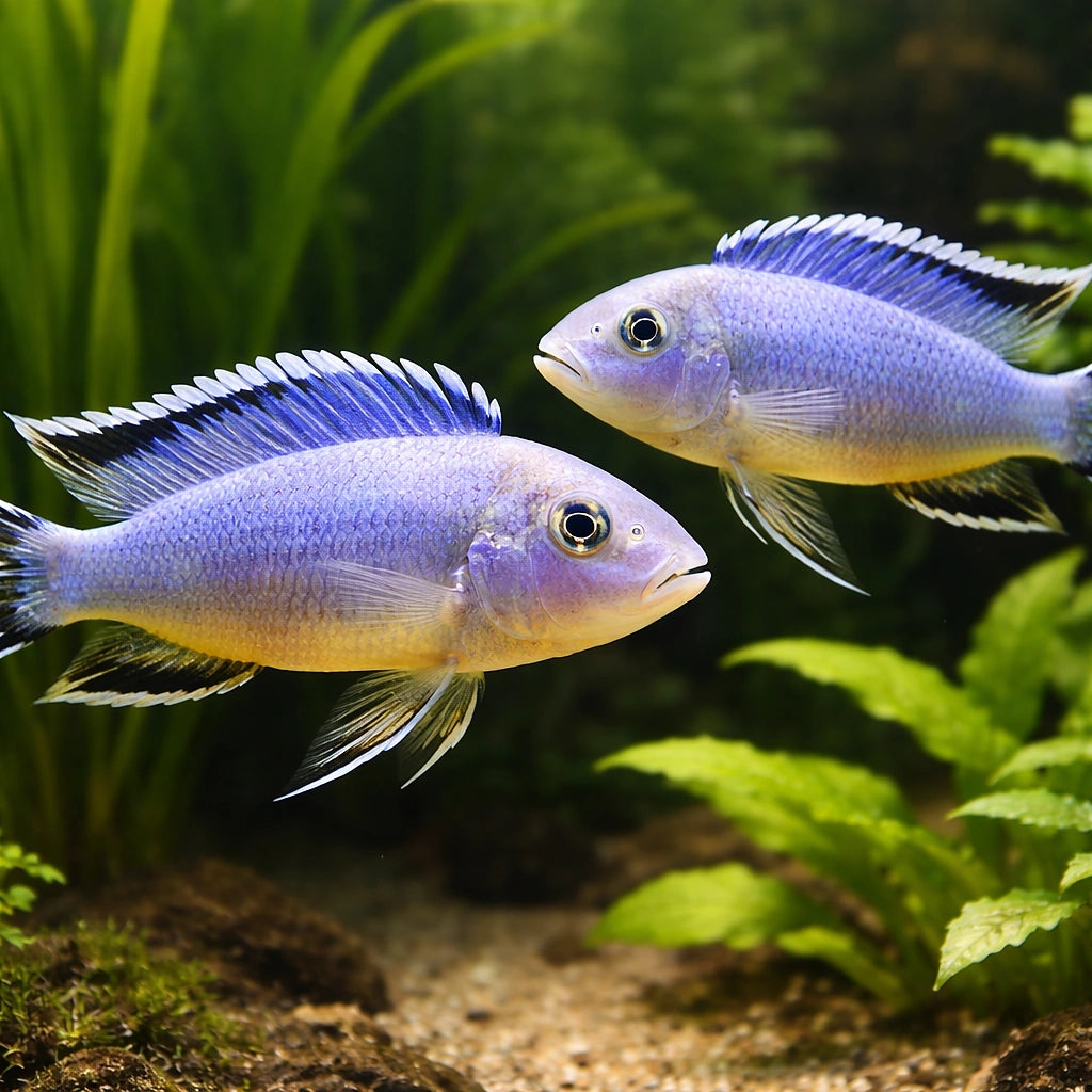 Mikrochromis zebroides 4 - — tropical fish for sale UK — AI pair planted view