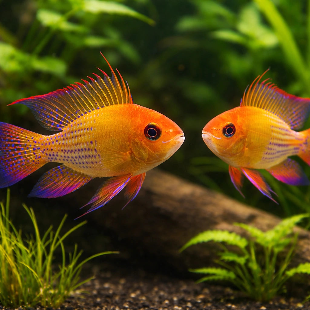 Mikrogeophagus ramirezi — Dwarf Cichlid for sale UK — AI pair planted view