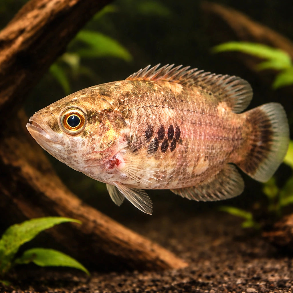 Mottled Ctenopoma, Sharp-No — tropical fish for sale UK — AI hero driftwood view