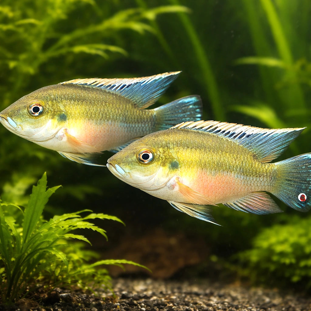 Mouthbrooding Krib, Guenthe — tropical fish for sale UK — AI pair planted view