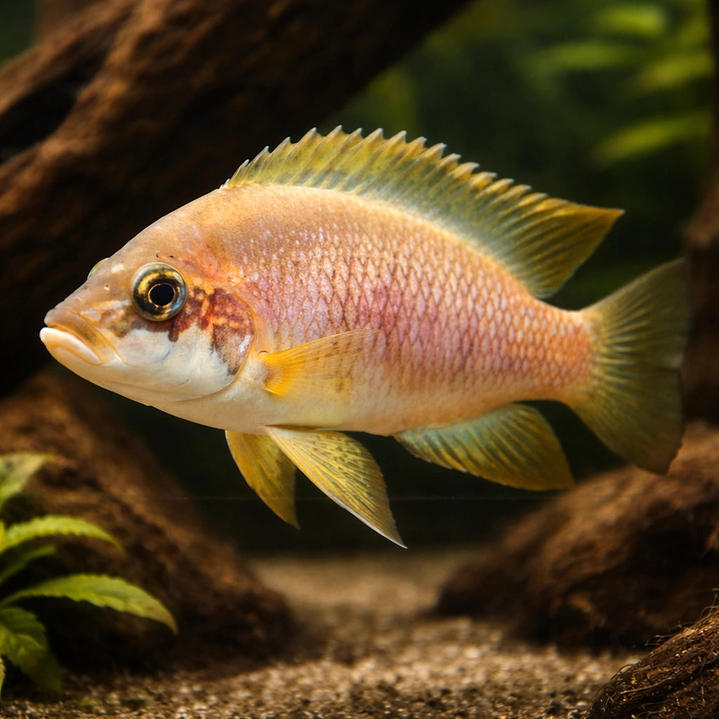 Mustax — tropical fish for sale UK — AI hero driftwood view