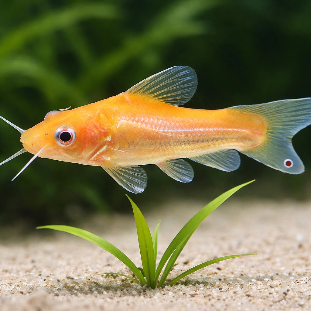 Mystus sp. albino yellow 8 - — tropical fish for sale UK — AI scale plant view