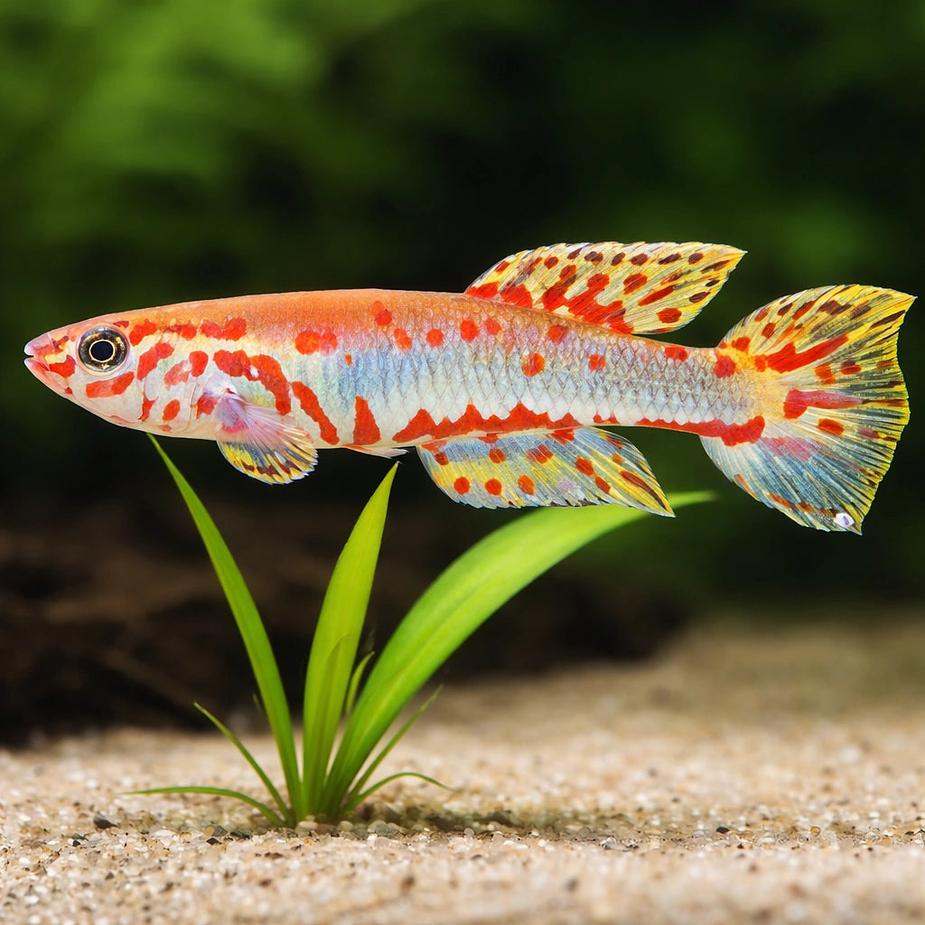 Ndian Killie, Red-Tail Killie — tropical fish for sale UK — AI scale plant view
