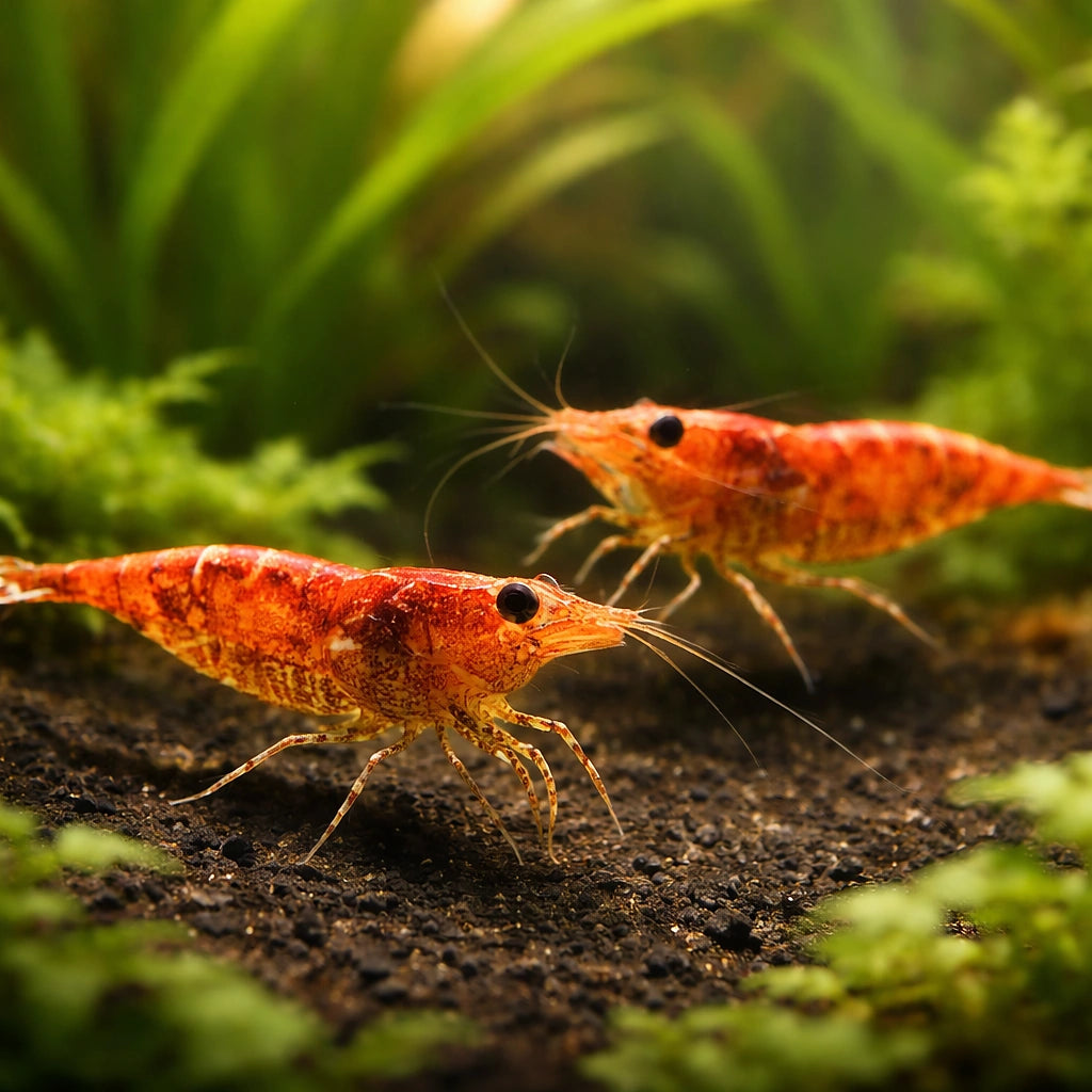 Sawtooth Caridina Shrimp (Neocaridina denticulata) — AI pair planted view