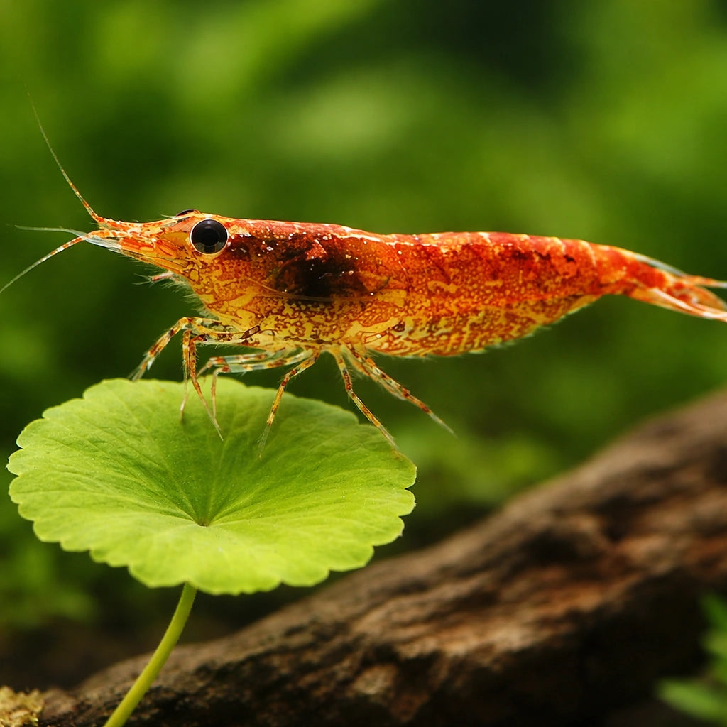 Sawtooth Caridina Shrimp (Neocaridina denticulata) — AI scale plant view