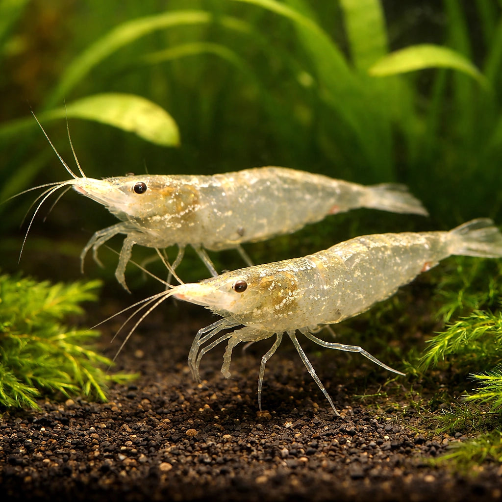 Neocaridina palmata green — tropical fish for sale UK — AI pair planted view