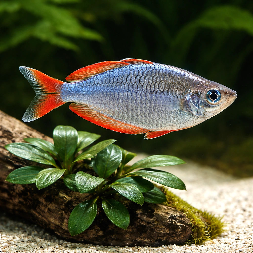 Neon Dwarf Rainbow (Melanotaenia praecox) - Tropical Fish for Sale UK — AI scale plant view
