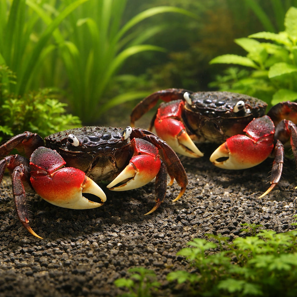 Neosarmatium asiaticum 6 - — tropical fish for sale UK — AI pair planted view