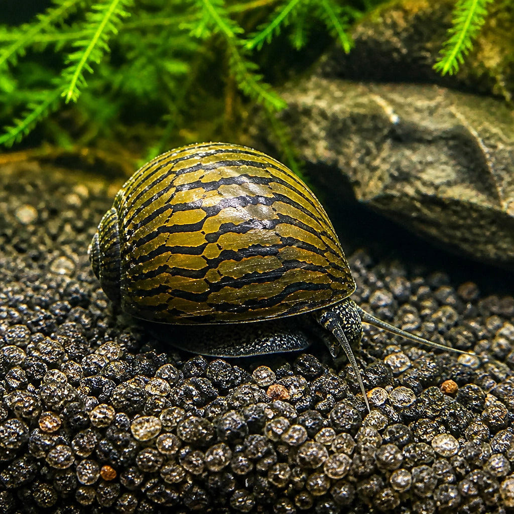 Neritina juttingae — tropical fish for sale UK — AI natural aquarium view