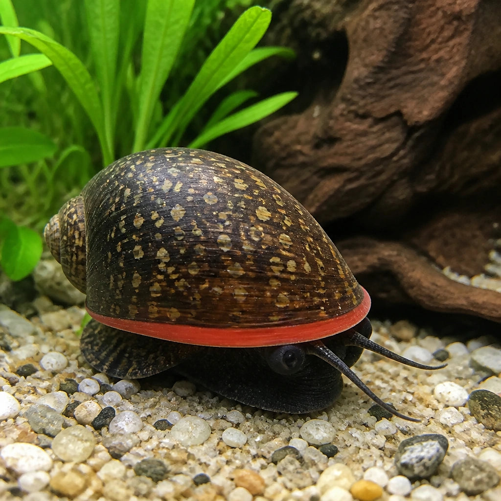 Neritina sp. red lips — tropical fish for sale UK — AI natural aquarium view