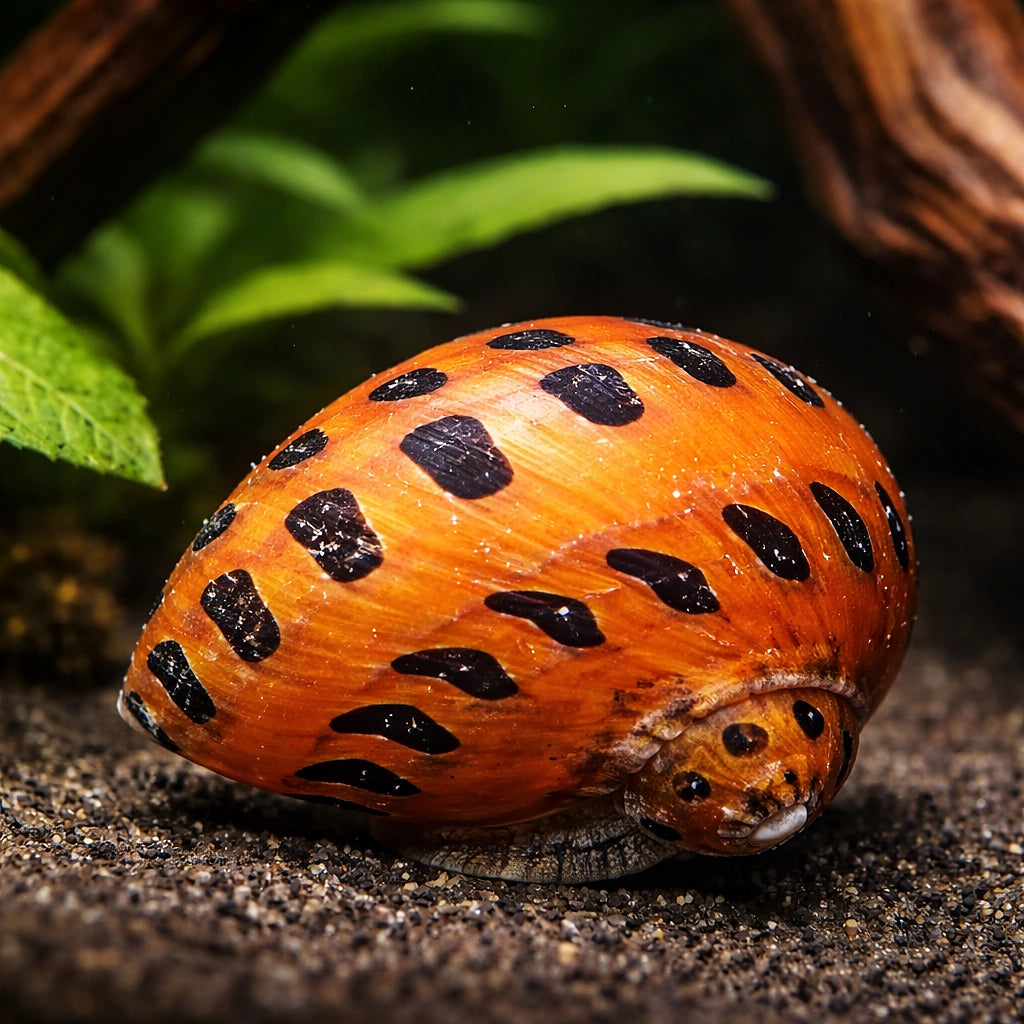 Neritina sp. spotted 0,5 - — tropical fish for sale UK — AI hero driftwood view