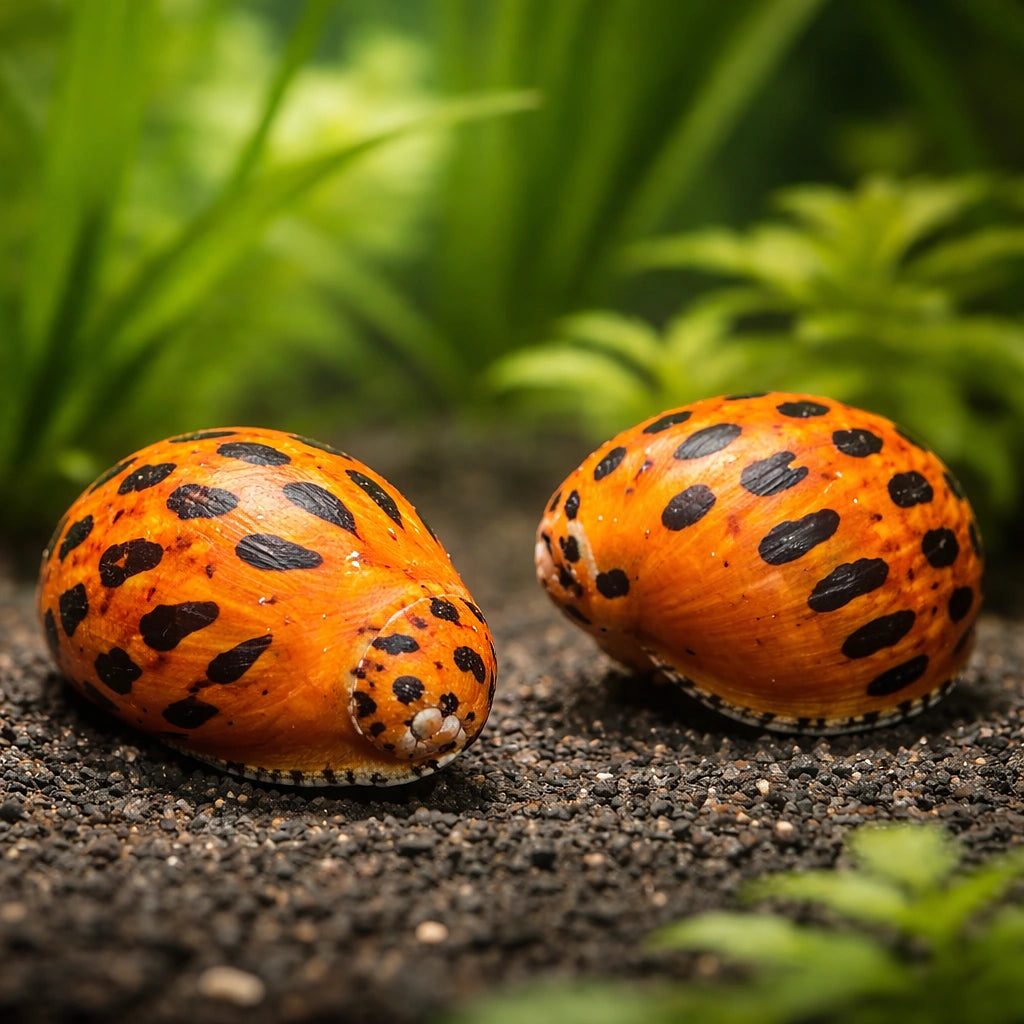 Neritina sp. spotted 0,5 - — tropical fish for sale UK — AI pair planted view