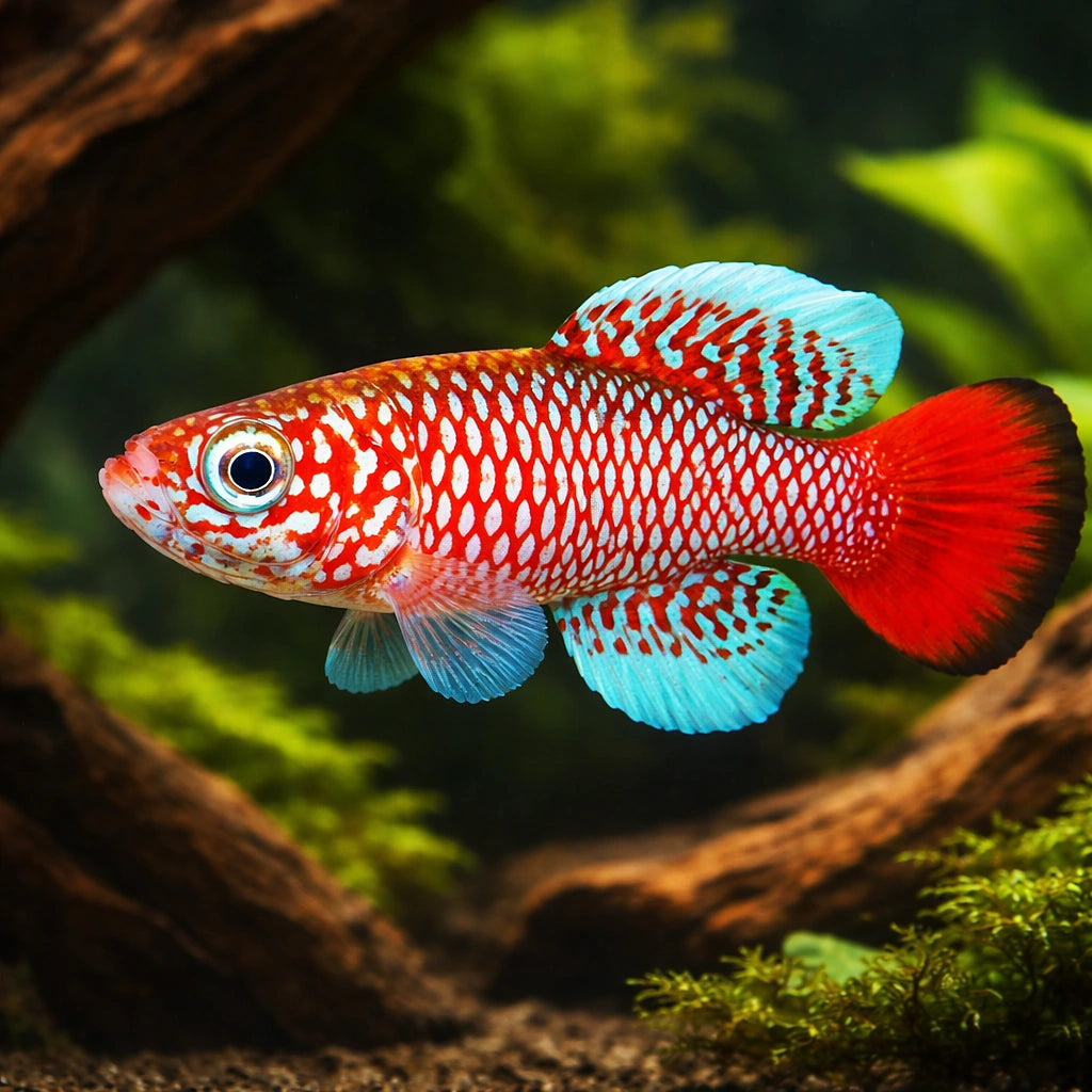 Nothobranchius kilomberoensis 2,5 - 3, — tropical fish for sale UK — AI hero driftwood view