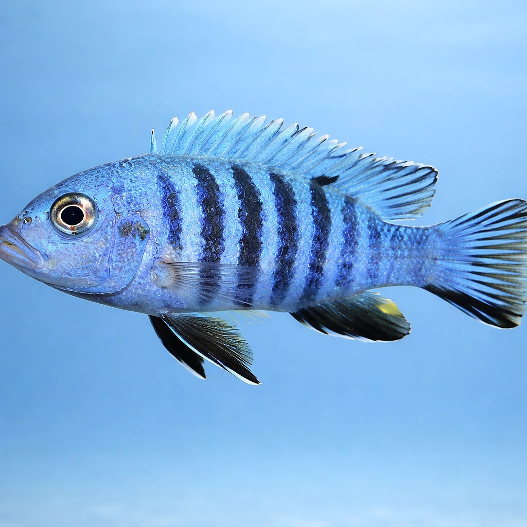 Nyasa Blue Cichlid, Zebra M — tropical fish for sale UK — AI side clean view