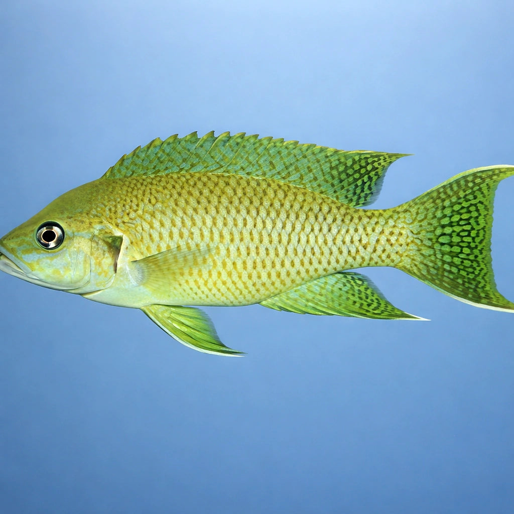 Olive Lamprologus — tropical fish for sale UK — AI side clean view