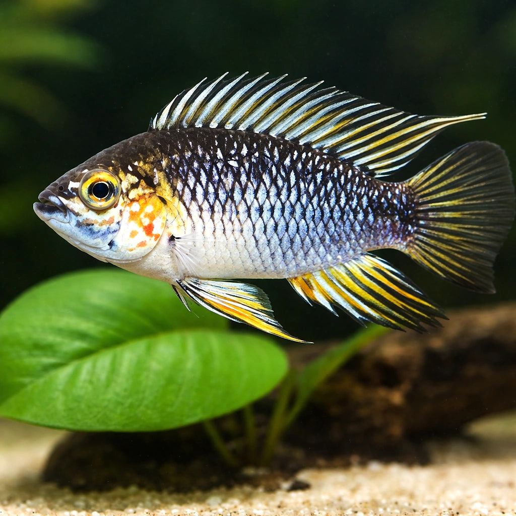 Opal Dwarf Cichlid — tropical fish for sale UK — AI scale plant view