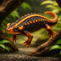 Orange newt — tropical fish for sale UK — AI hero driftwood view