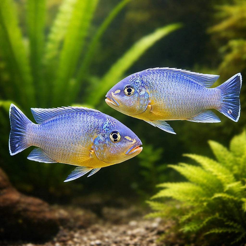 Orange Petrotilapia — tropical fish for sale UK — AI pair planted view
