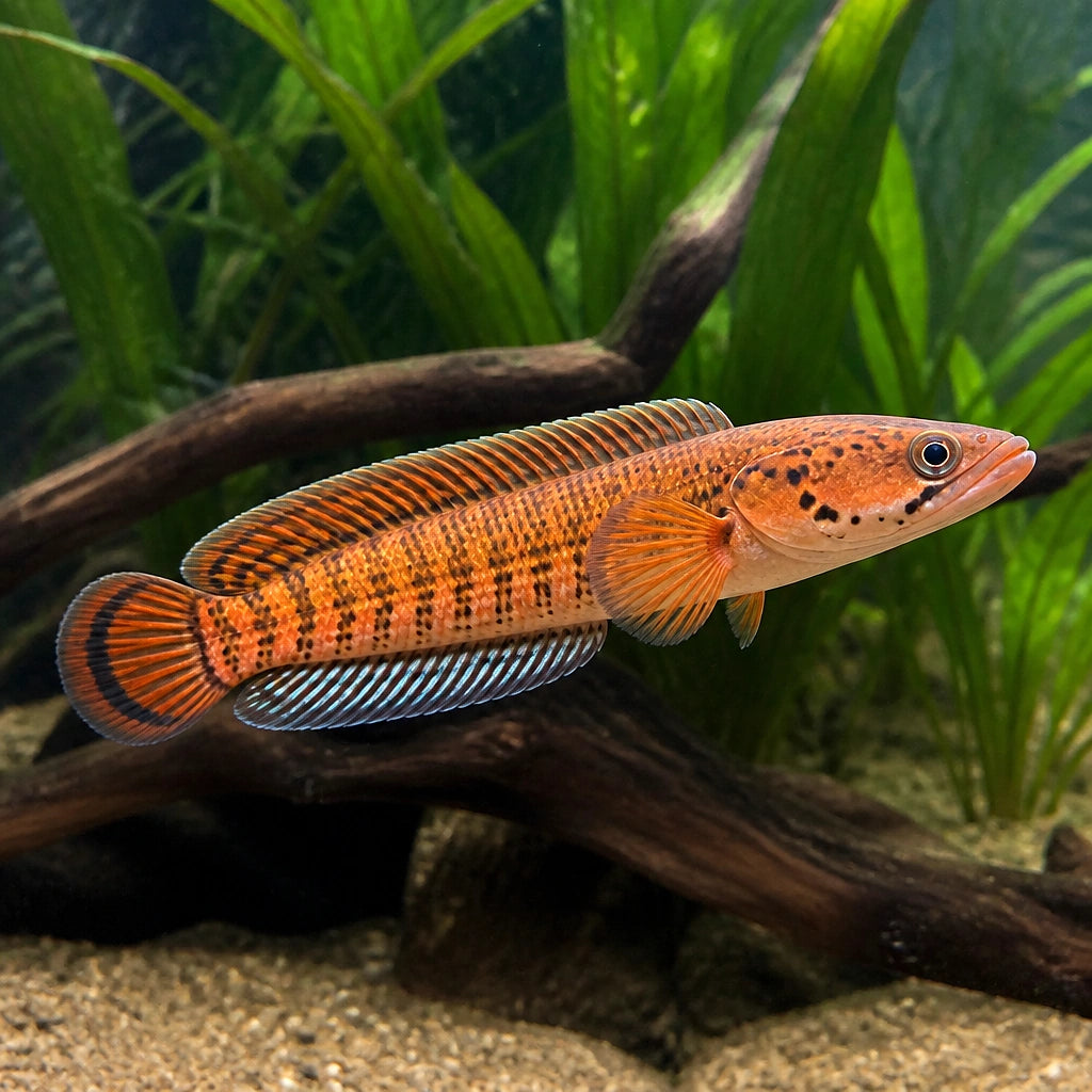 Orange snakehead — tropical fish for sale UK — AI natural aquarium view