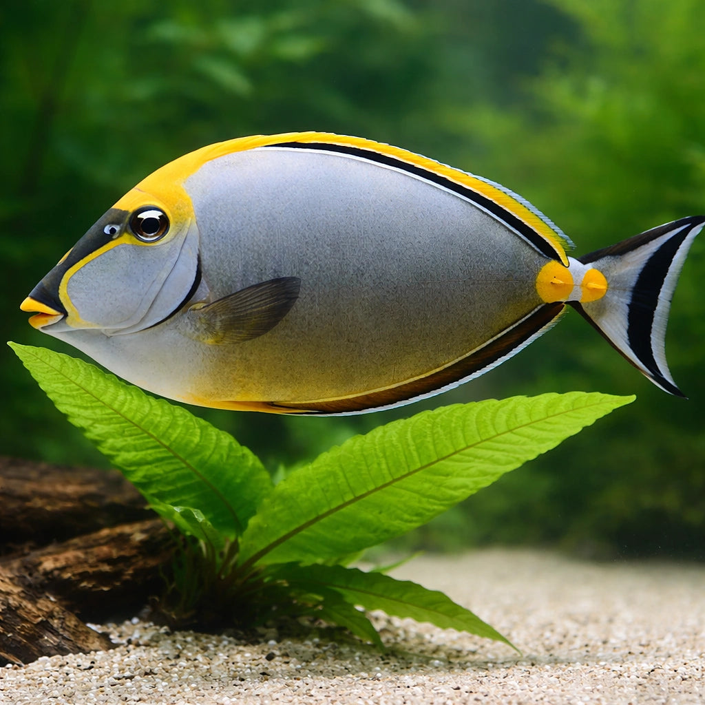 Orangespine Unicornfish M — tropical fish for sale UK — AI scale plant view