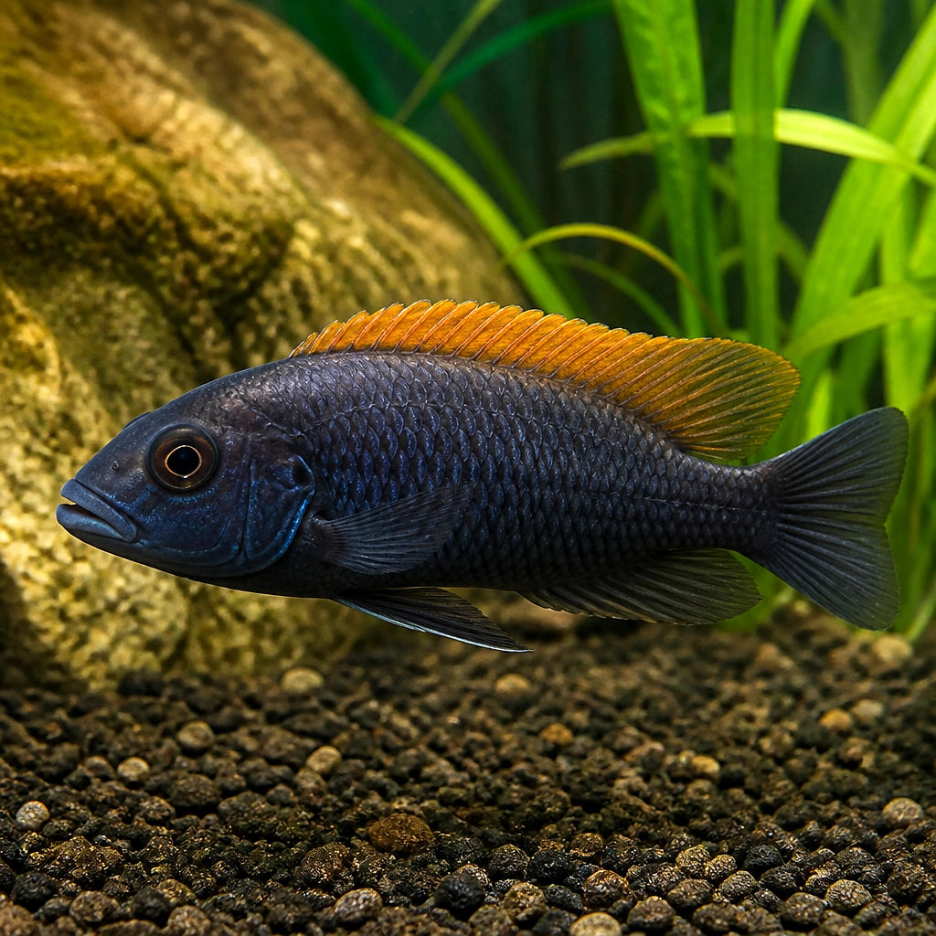 Otopharynx black orange dorsal — tropical fish for sale UK — AI natural aquarium view