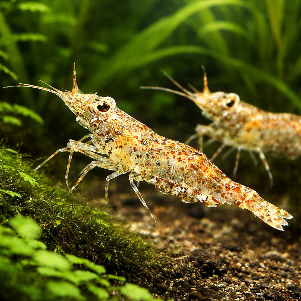 Paerl shrimp — tropical fish for sale UK — AI pair planted view