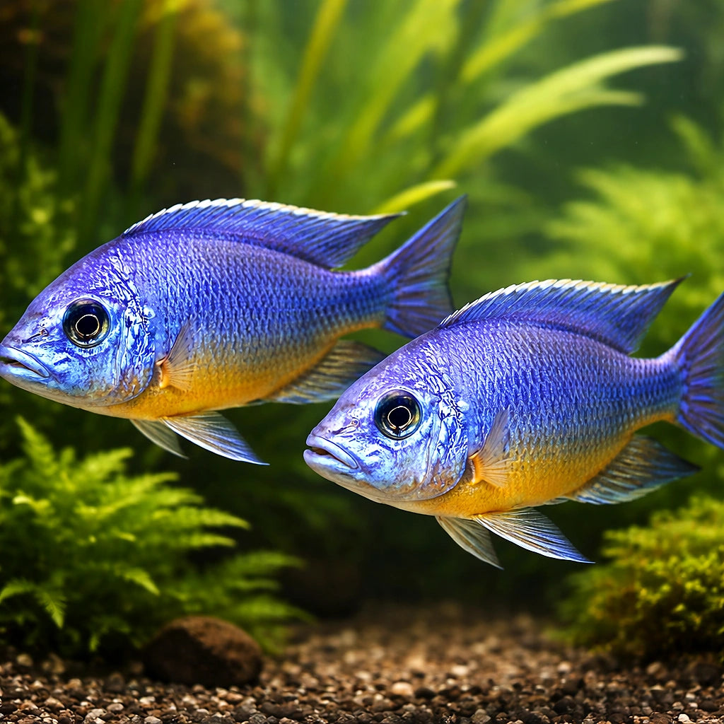 Pale Usisya aulonocara — tropical fish for sale UK — AI pair planted view