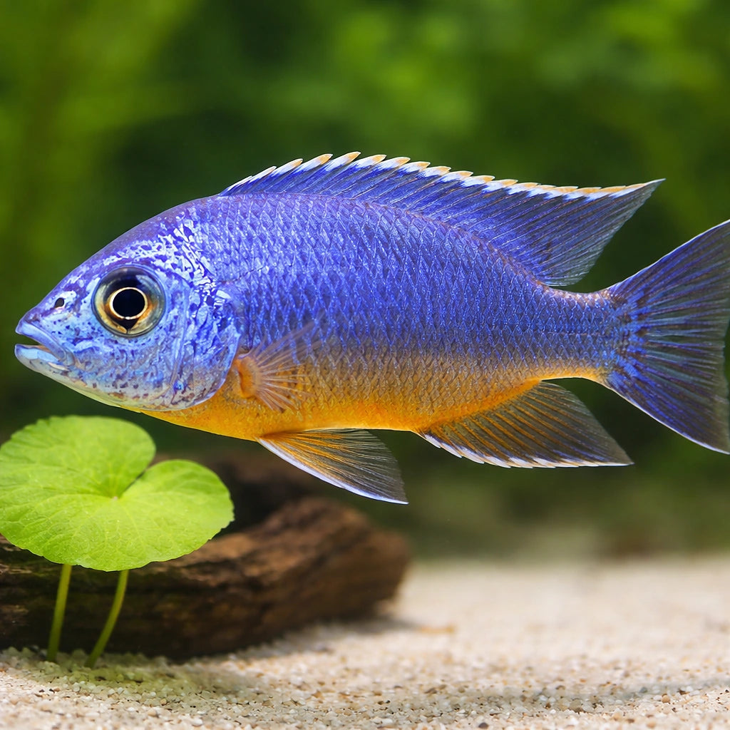 Pale Usisya aulonocara — tropical fish for sale UK — AI scale plant view