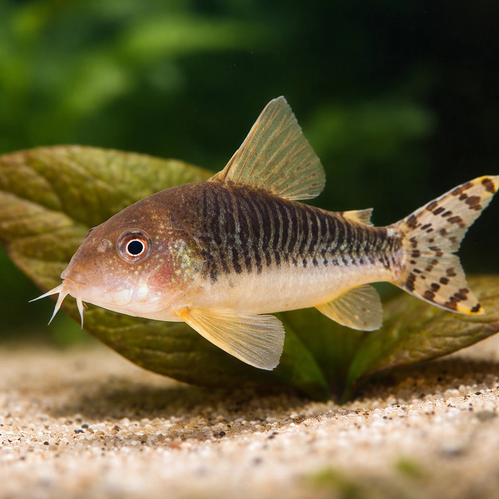 Palespotted Corydoras — tropical fish for sale UK — AI scale plant view