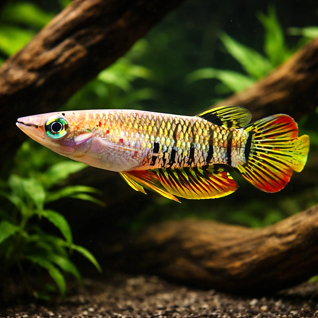 Panchax Lineatus — tropical fish for sale UK — AI hero driftwood view
