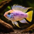 Papagalo Dwarf Cichlid — tropical fish for sale UK — AI hero driftwood view