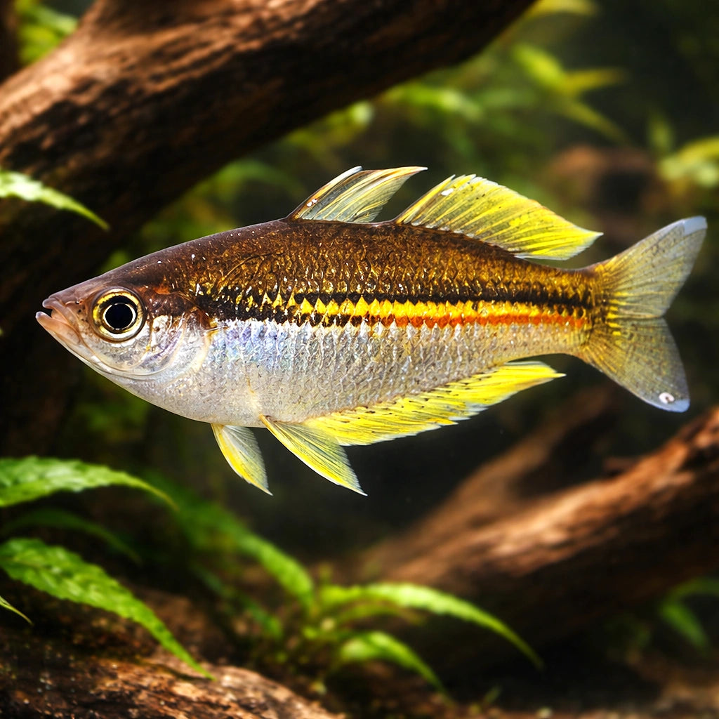 Papuensis Rainbow — tropical fish for sale UK — AI hero driftwood view