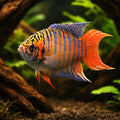 Paradise Fish blue red — Paradise Fish (Macropodus opercularis) — AI hero driftwood view