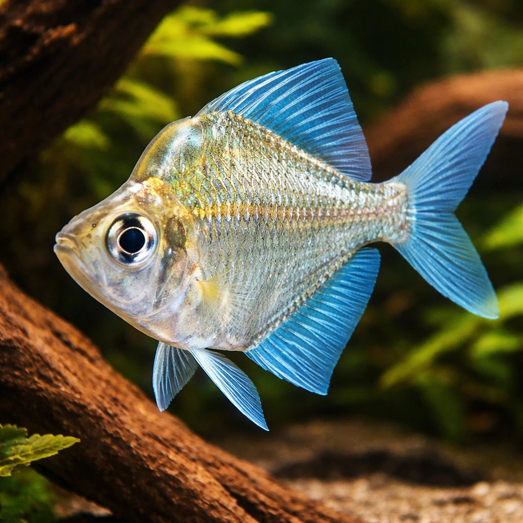 Parambanssis pulcinella 6,5 - 7, — tropical fish for sale UK — AI hero driftwood view