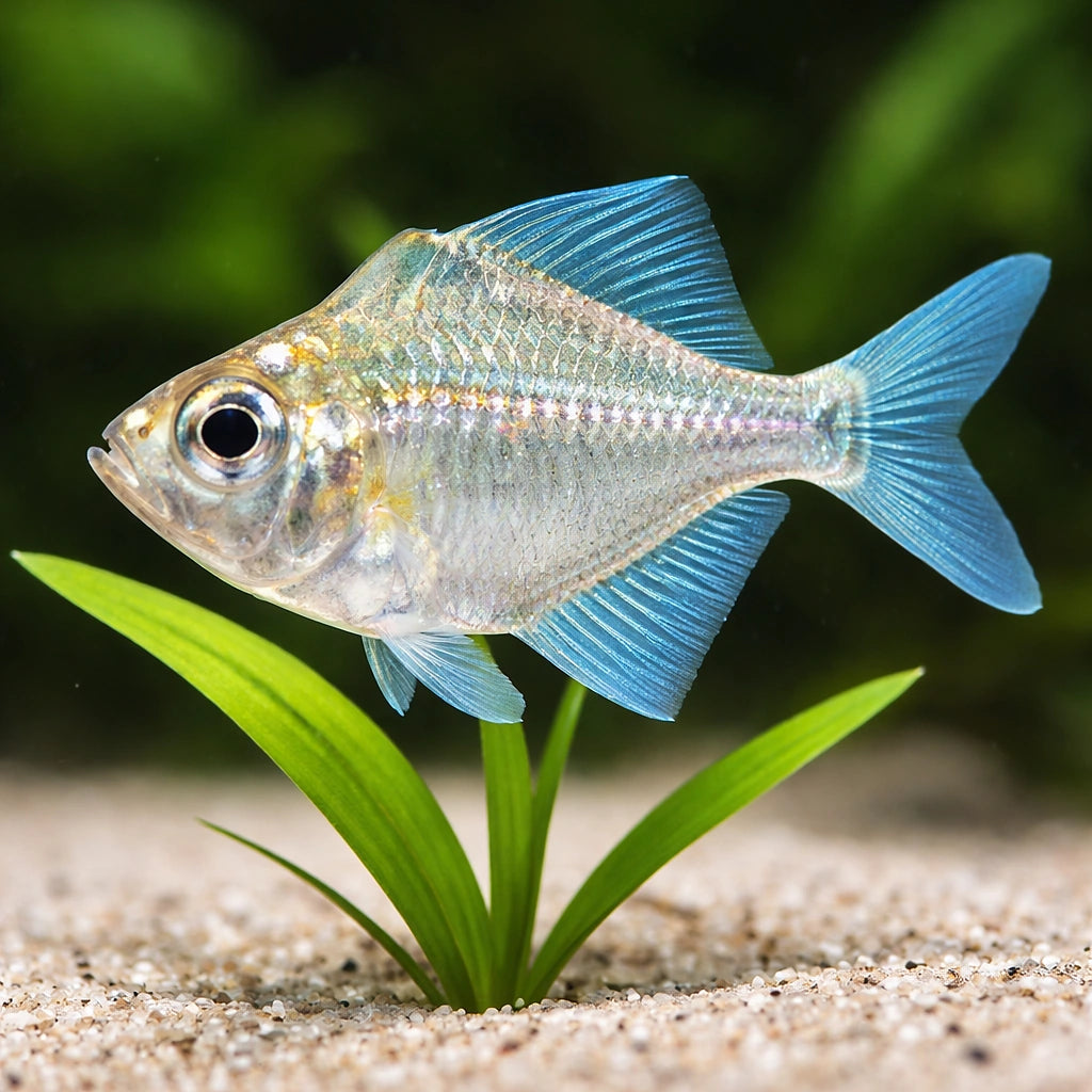 Parambanssis pulcinella 6,5 - 7, — tropical fish for sale UK — AI scale plant view