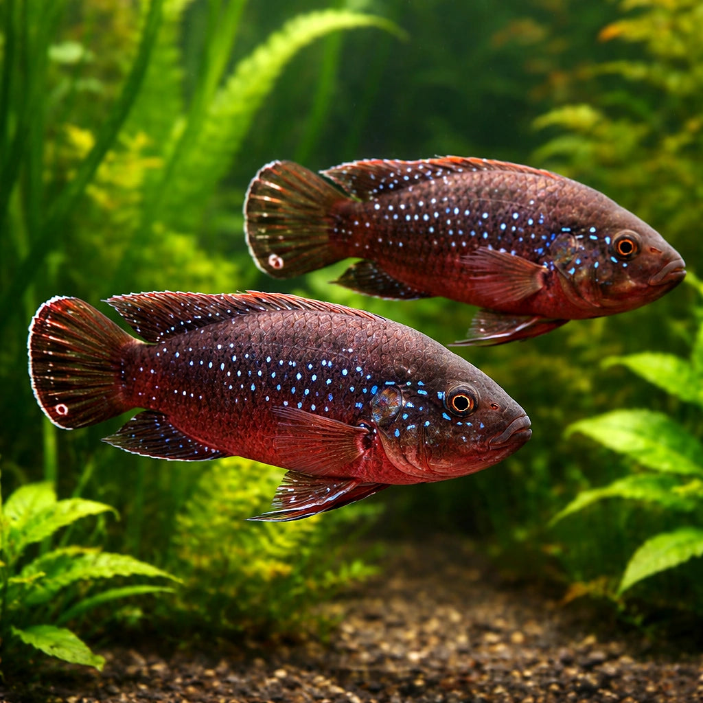 Payne's Jewel Cichlid, Fade — tropical fish for sale UK — AI pair planted view