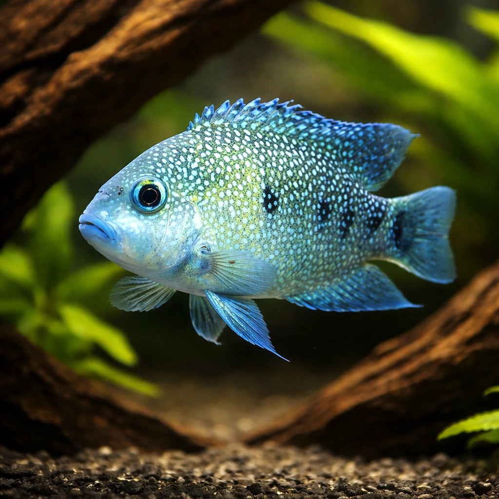 Pearl Cichlid — tropical fish for sale UK — AI hero driftwood view