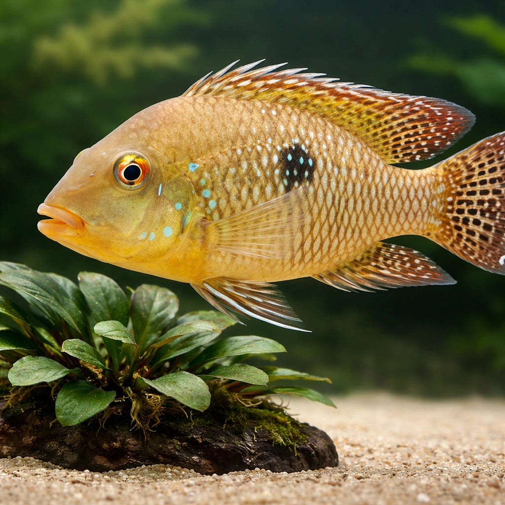 Pearl-Striped Geophagus — tropical fish for sale UK — AI scale plant view