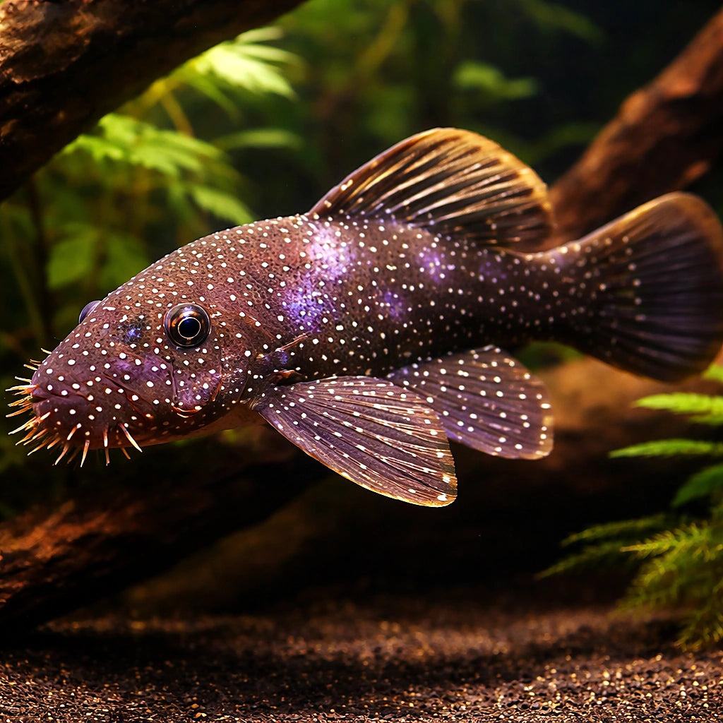 Pearl Sucker, Spotted Brist — tropical fish for sale UK — AI hero driftwood view